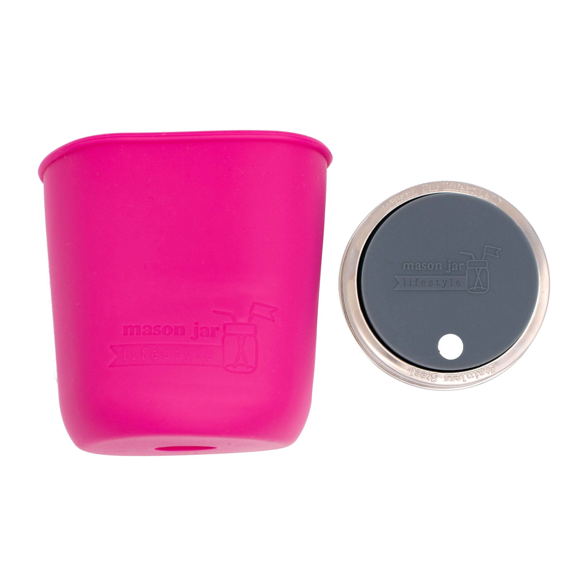 Mason Jar Lifestyle Smoothie 32oz Quart Glass Water Bottle with Silicone Sleeve & Straw Hole Lid