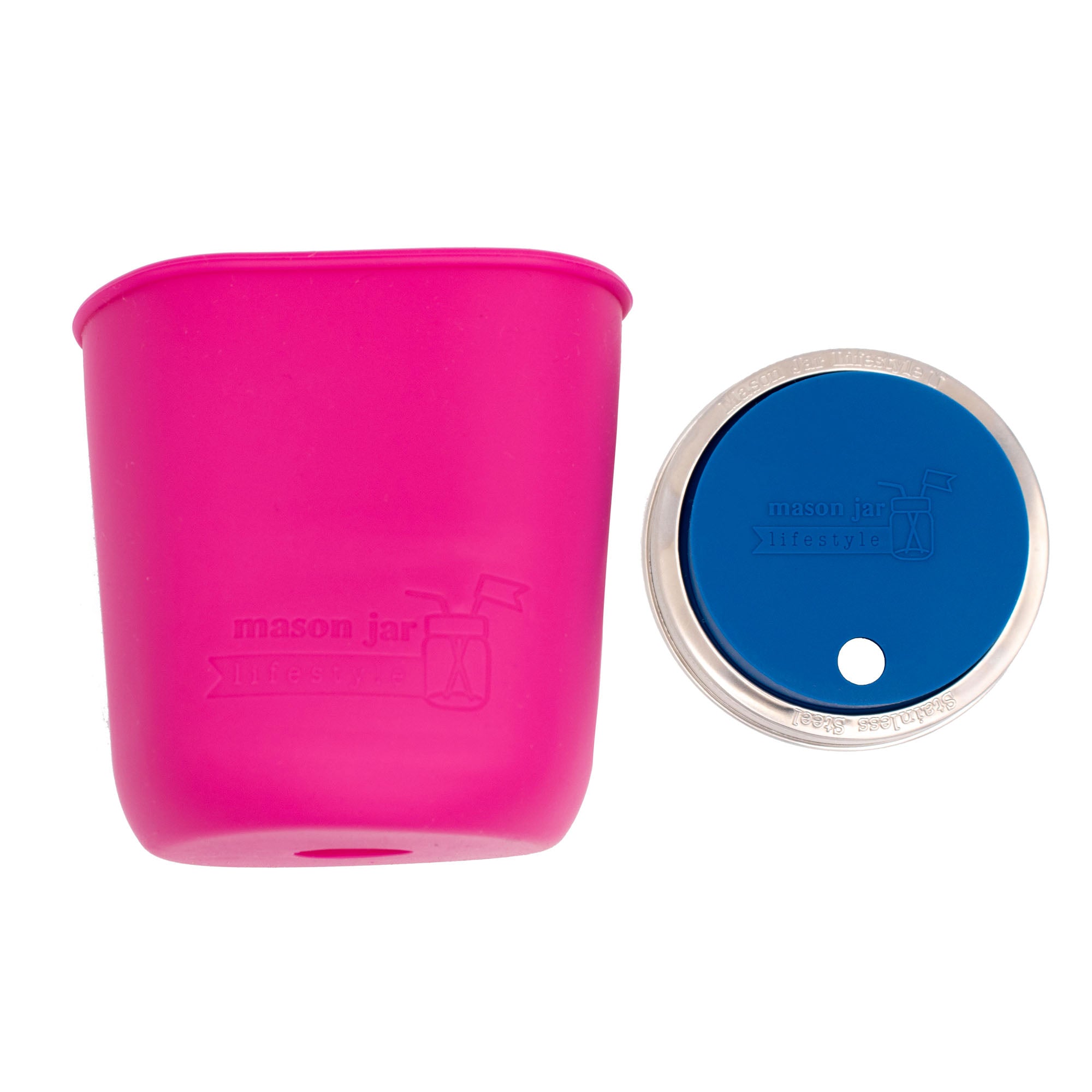 Mason Jar Lifestyle Smoothie 32oz Quart Glass Water Bottle with Silicone Sleeve & Straw Hole Lid