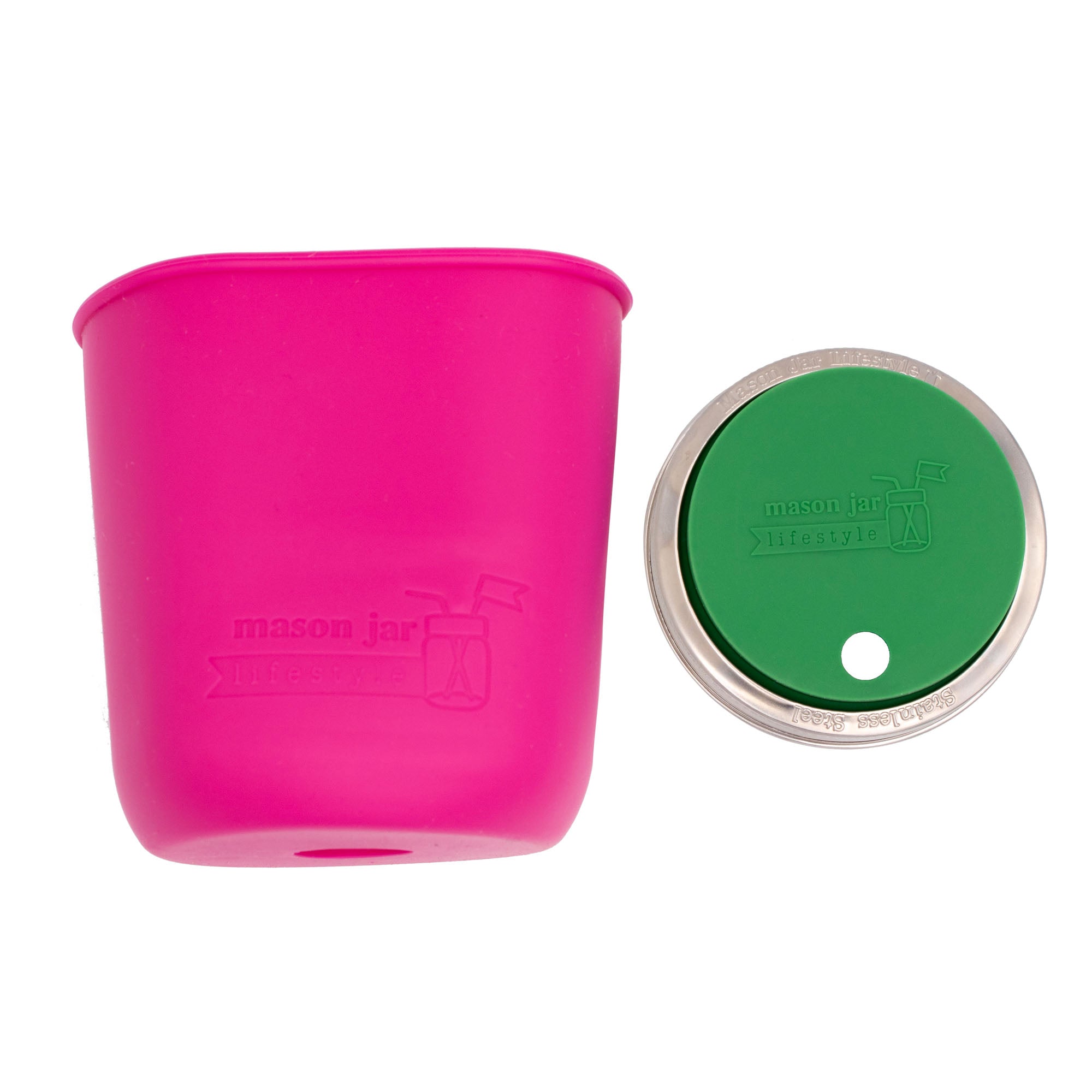 Mason Jar Lifestyle Smoothie 32oz Quart Glass Water Bottle with Silicone Sleeve & Straw Hole Lid