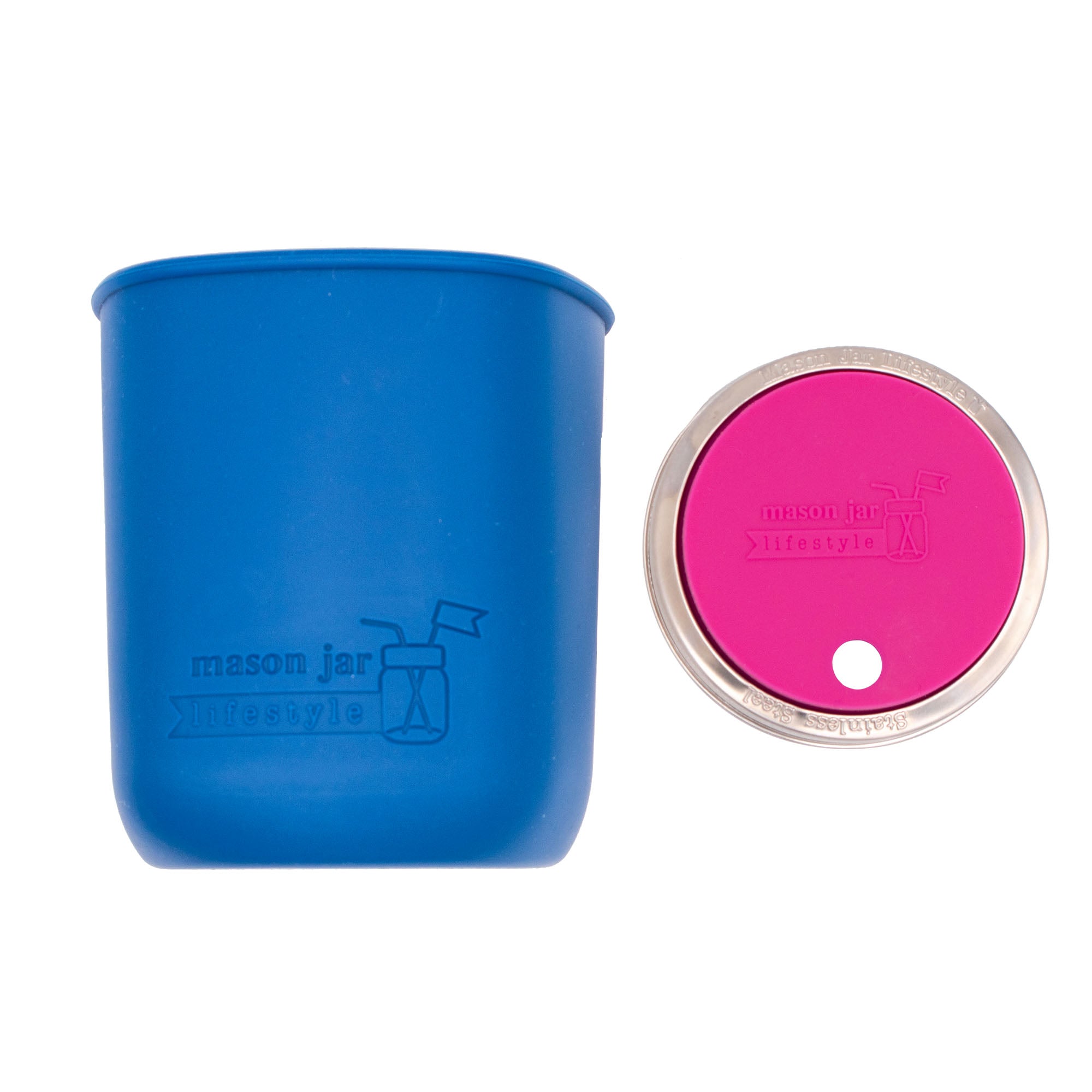 Mason Jar Lifestyle Smoothie 32oz Quart Glass Water Bottle with Silicone Sleeve & Straw Hole Lid