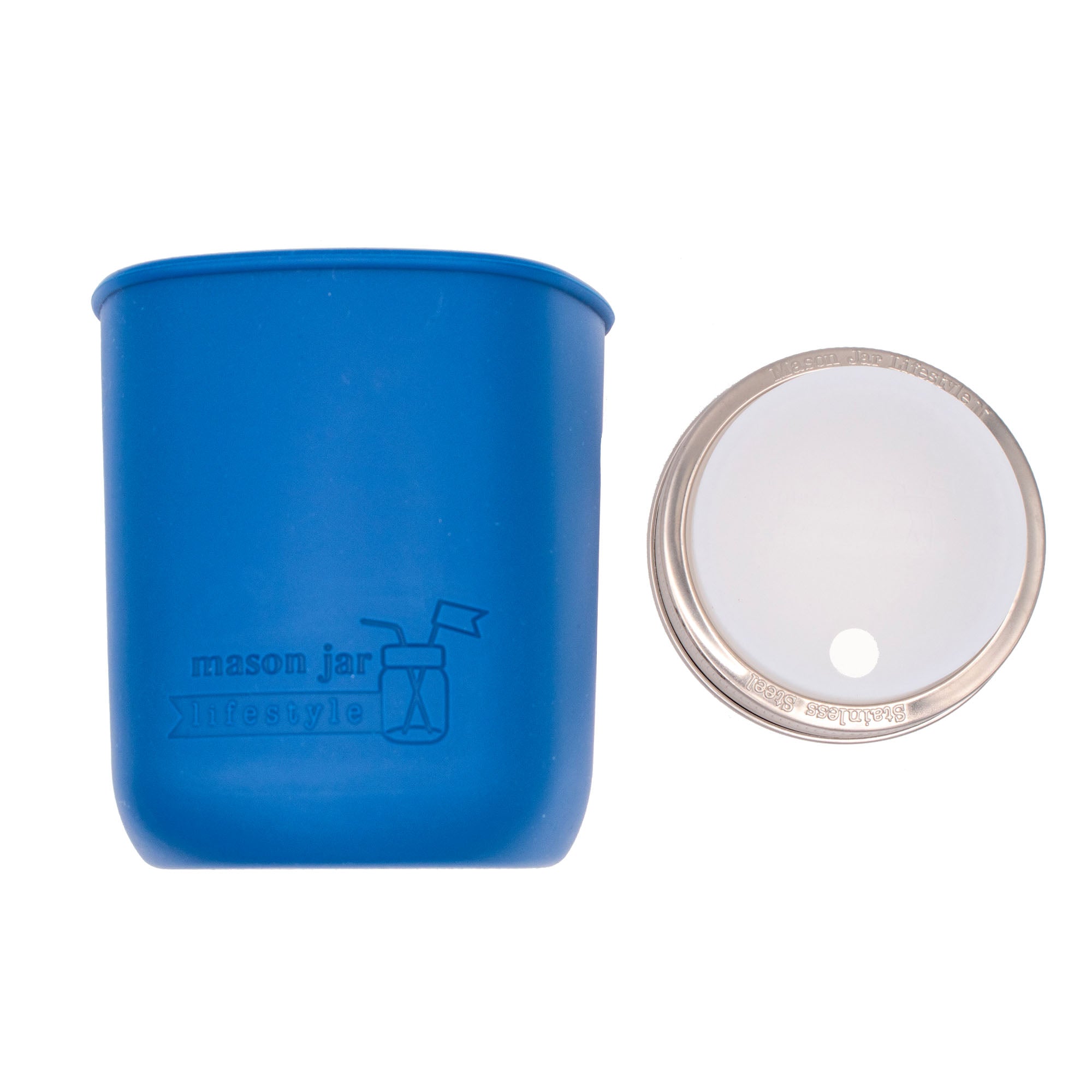 Mason Jar Lifestyle Smoothie 32oz Quart Glass Water Bottle with Silicone Sleeve & Straw Hole Lid