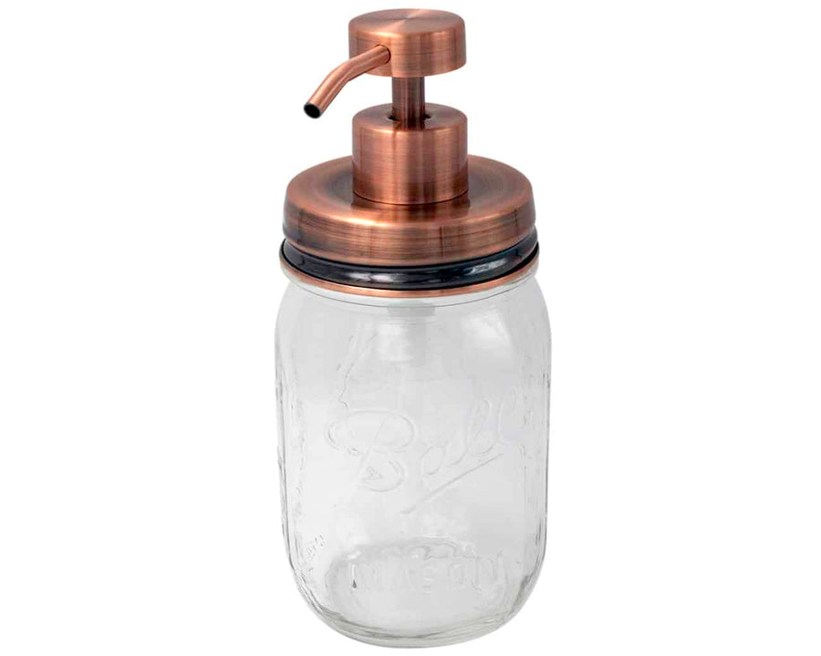 mason-jar-lifestyle-soap-pump-dispenser-lid-kit-vintage-copper-#2-ball-pint-16oz-jar