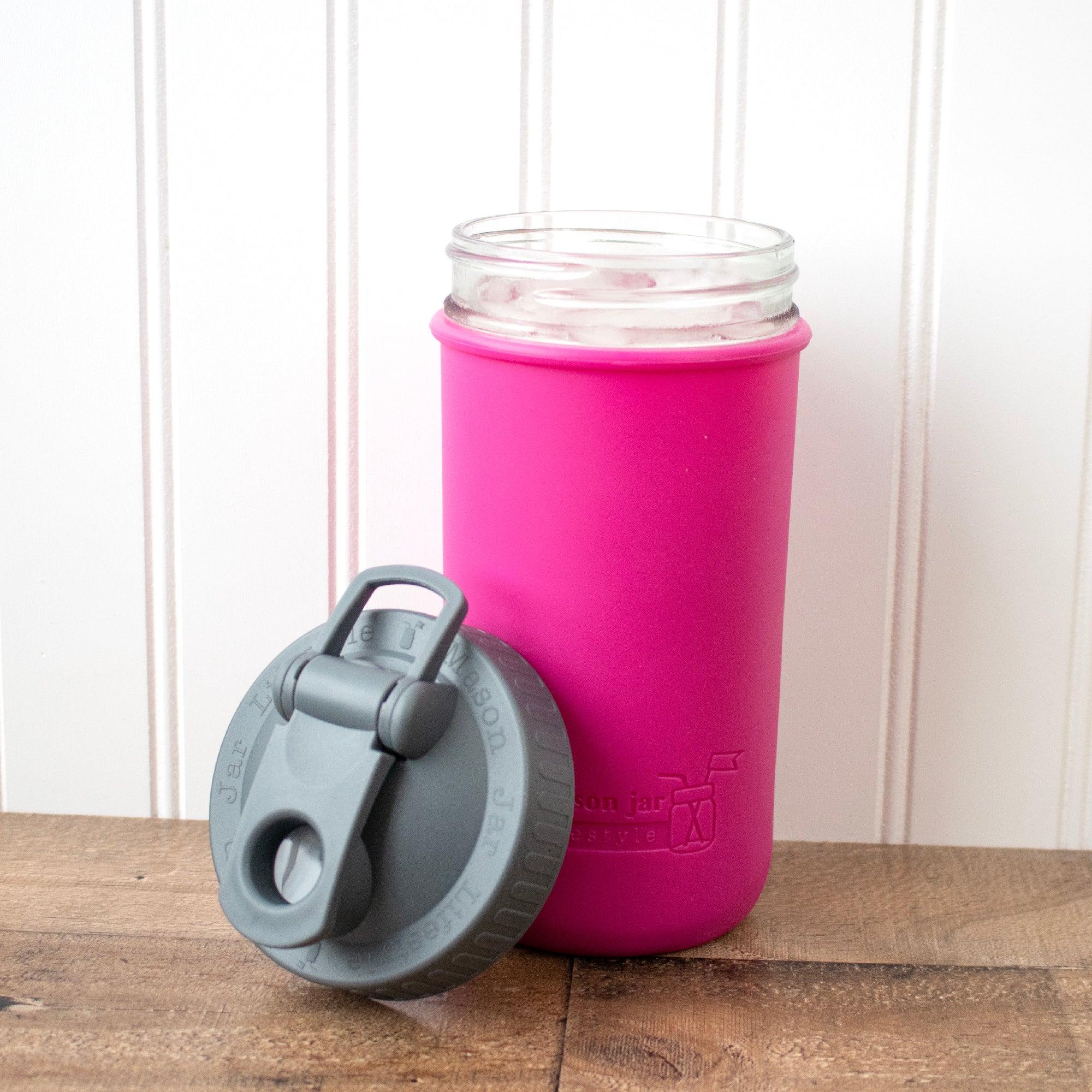 Mason Jar Lifestyle 24oz Pint & Half Sports Bottle with Silicone Sleeve & Carry Loop Lid