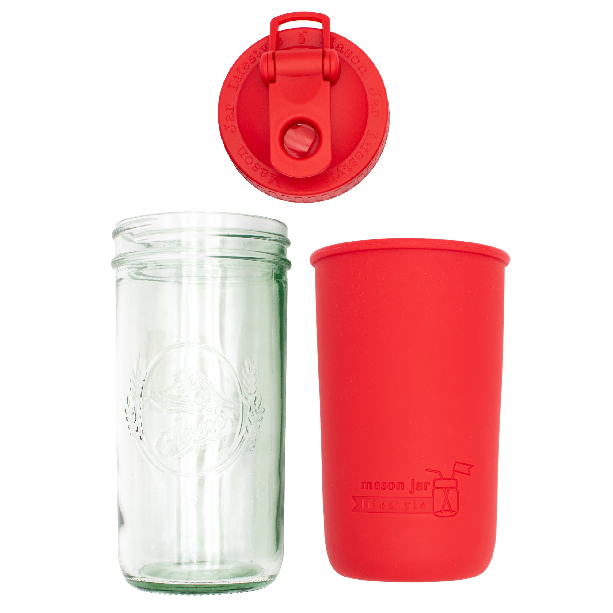 Mason Jar Lifestyle 24oz Pint & Half Sports Bottle with Silicone Sleeve & Carry Loop Lid