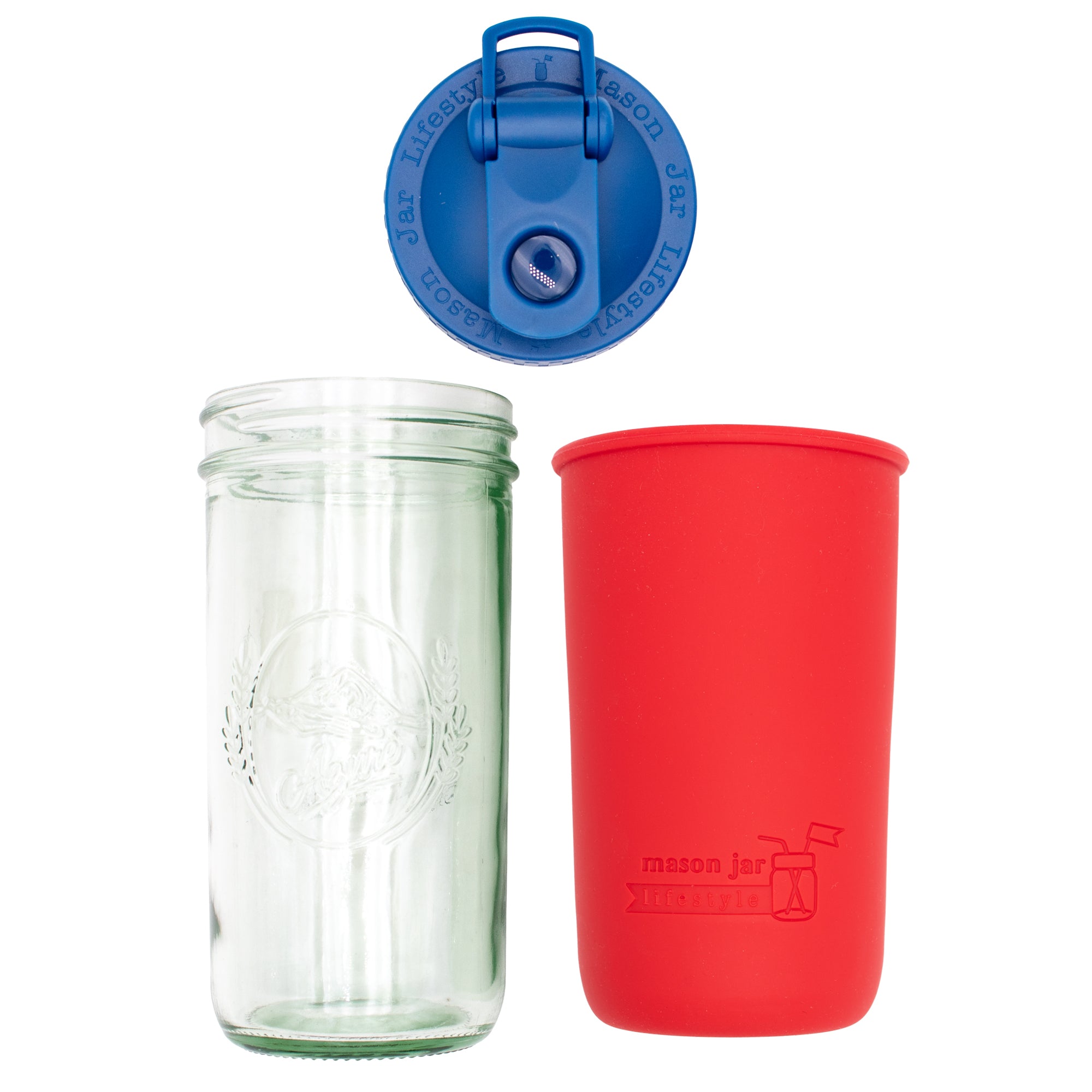 Mason Jar Lifestyle 24oz Pint & Half Sports Bottle with Silicone Sleeve & Carry Loop Lid