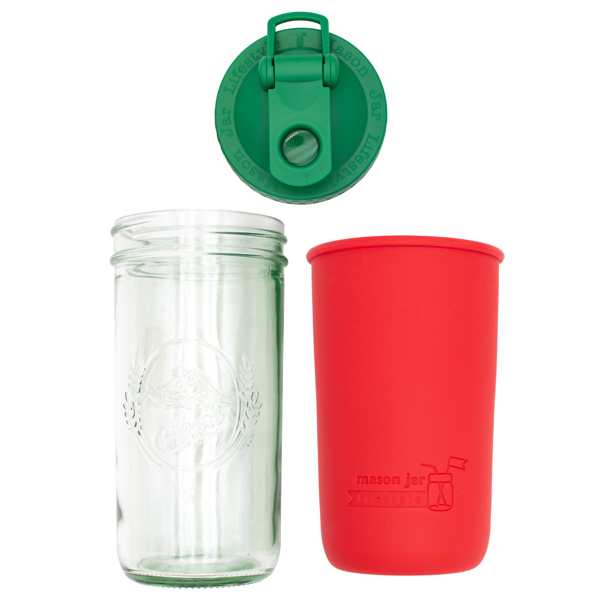 Mason Jar Lifestyle 24oz Pint & Half Sports Bottle with Silicone Sleeve & Carry Loop Lid