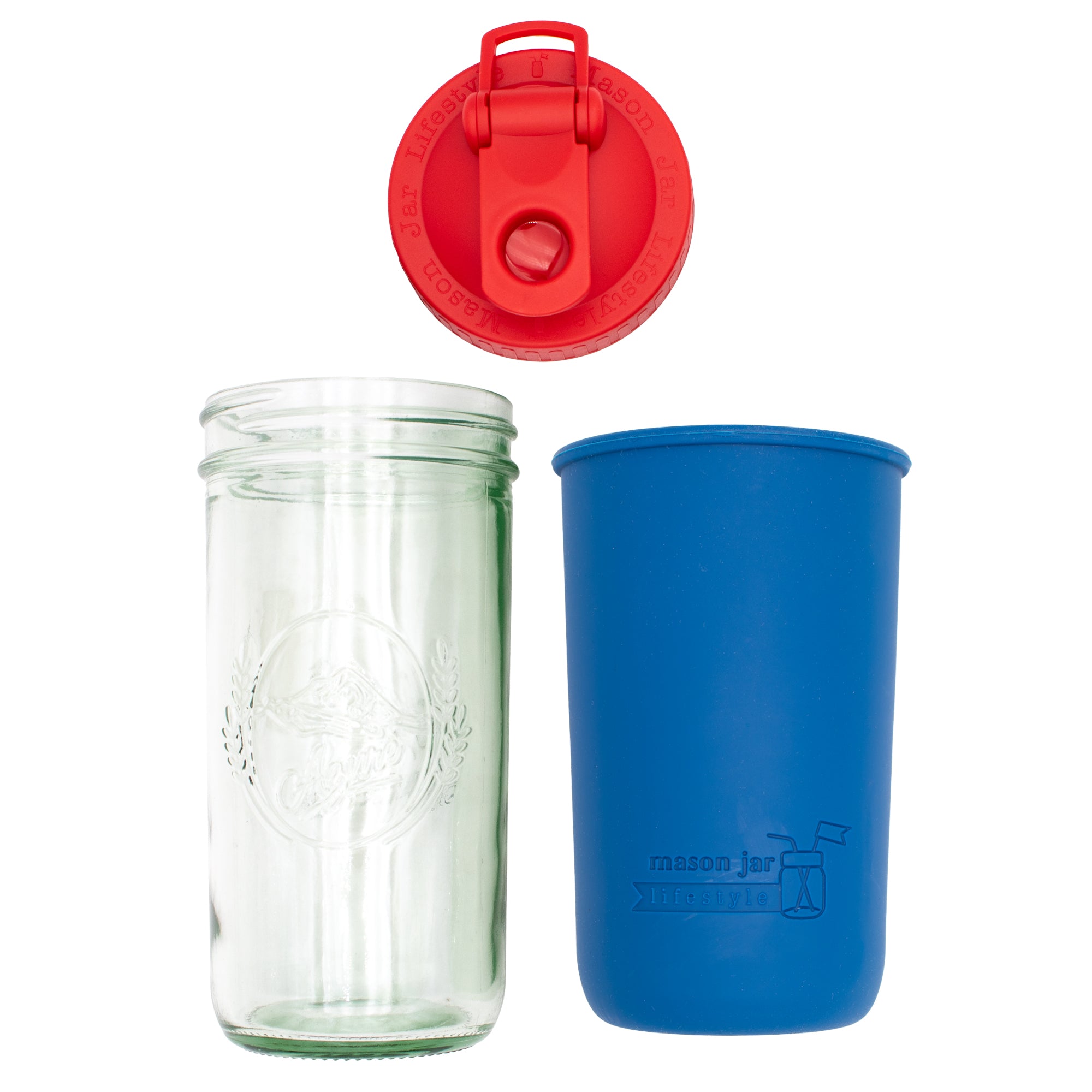 Mason Jar Lifestyle 24oz Pint & Half Sports Bottle with Silicone Sleeve & Carry Loop Lid