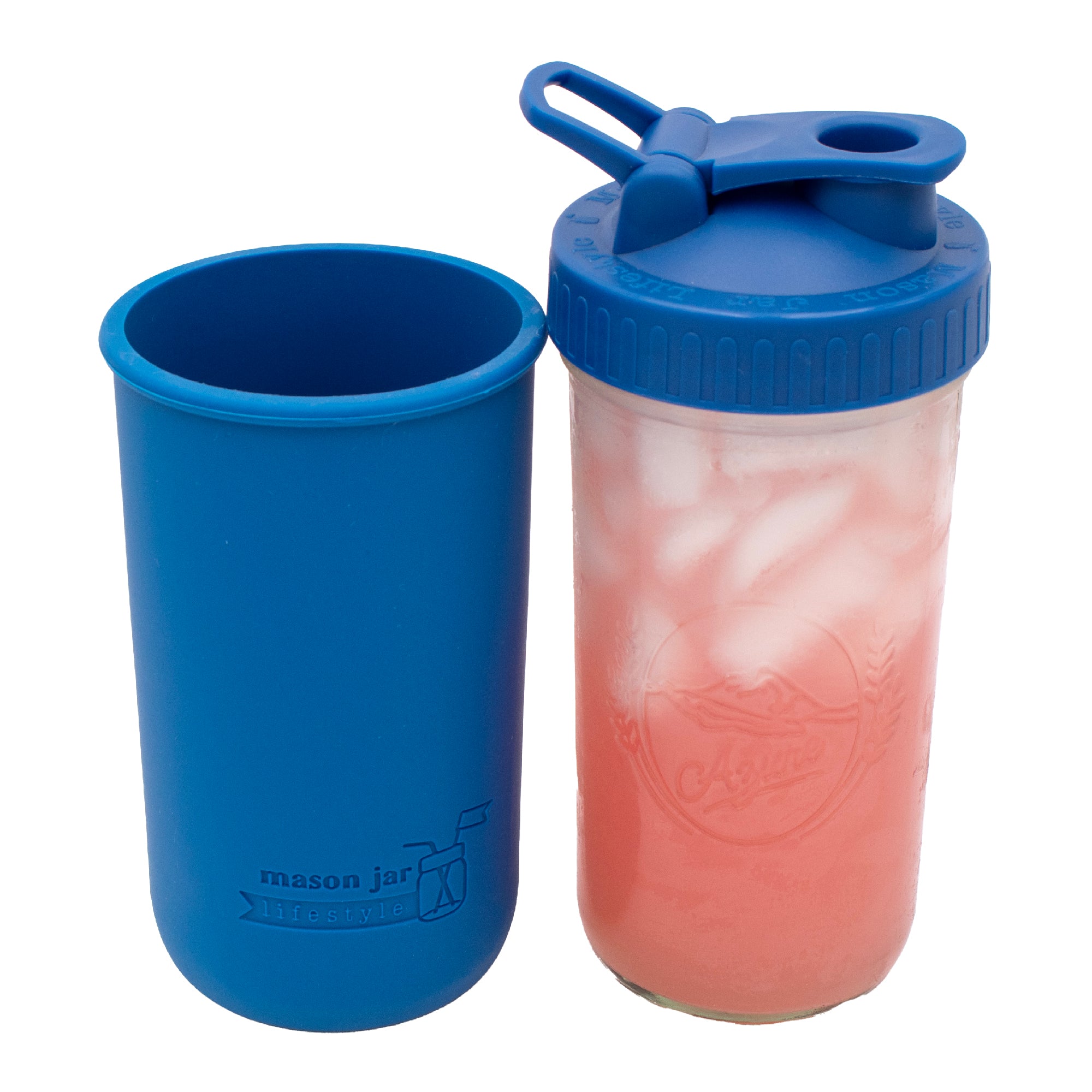 Mason Jar Lifestyle 24oz Pint & Half Sports Bottle with Silicone Sleeve & Carry Loop Lid