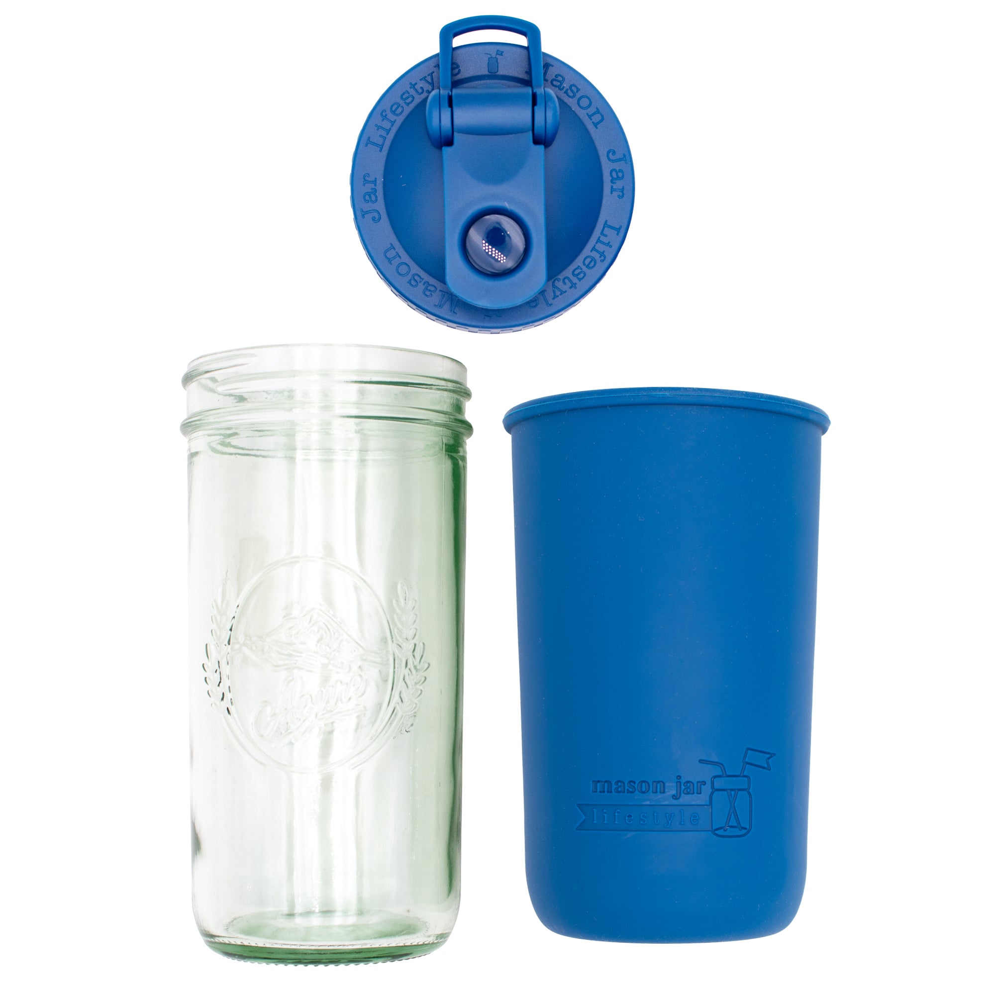 Mason Jar Lifestyle 24oz Pint & Half Sports Bottle with Silicone Sleeve & Carry Loop Lid
