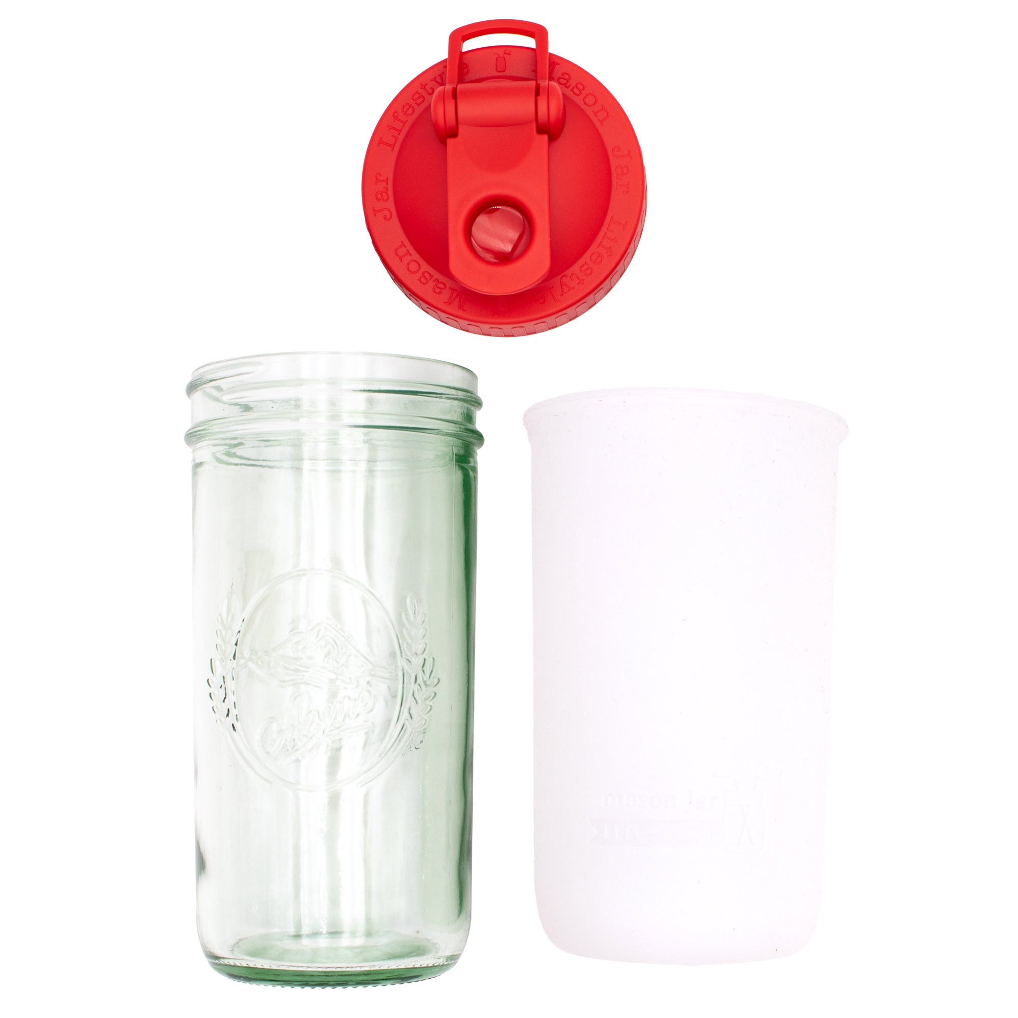 Mason Jar Lifestyle 24oz Pint & Half Sports Bottle with Silicone Sleeve & Carry Loop Lid