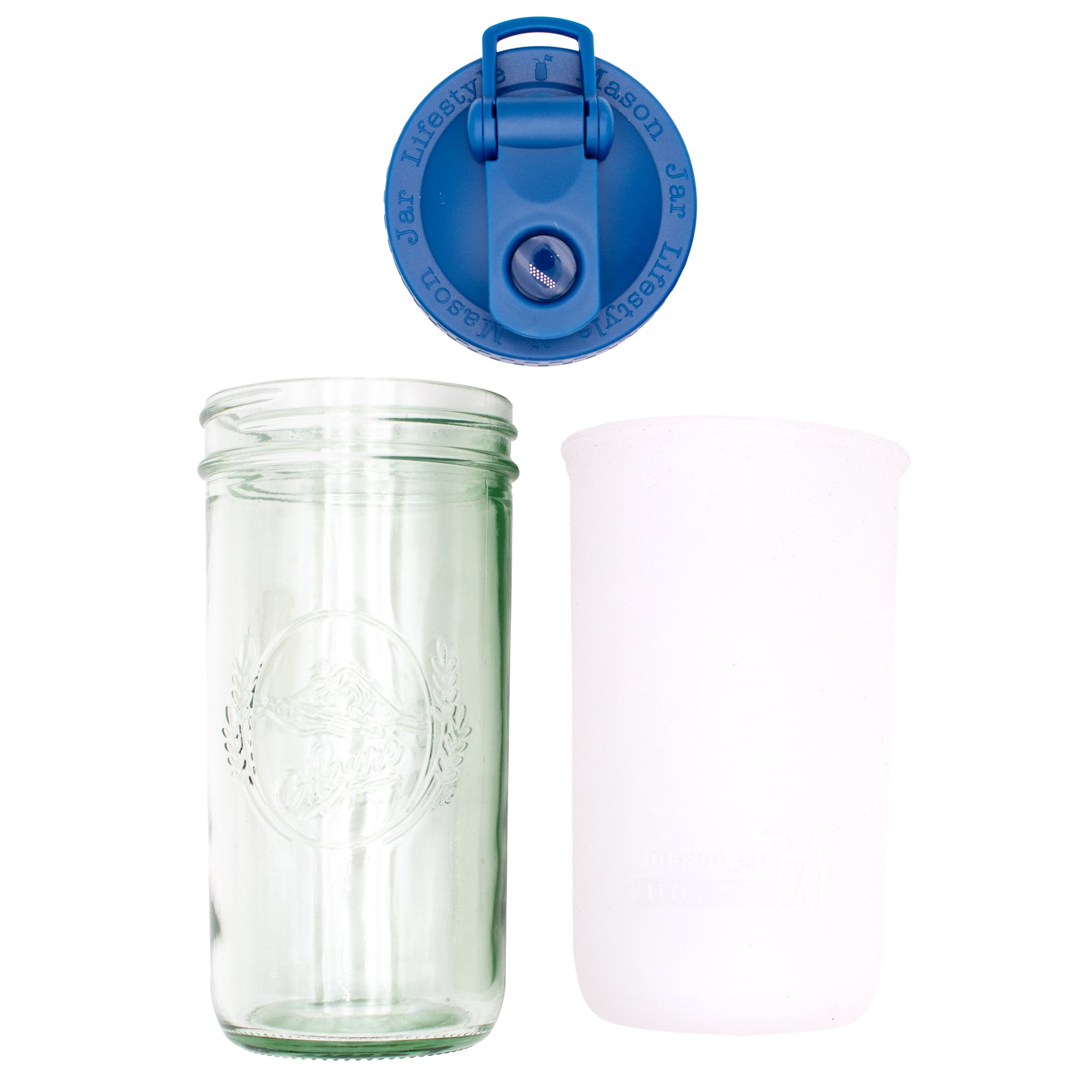 Mason Jar Lifestyle 24oz Pint & Half Sports Bottle with Silicone Sleeve & Carry Loop Lid