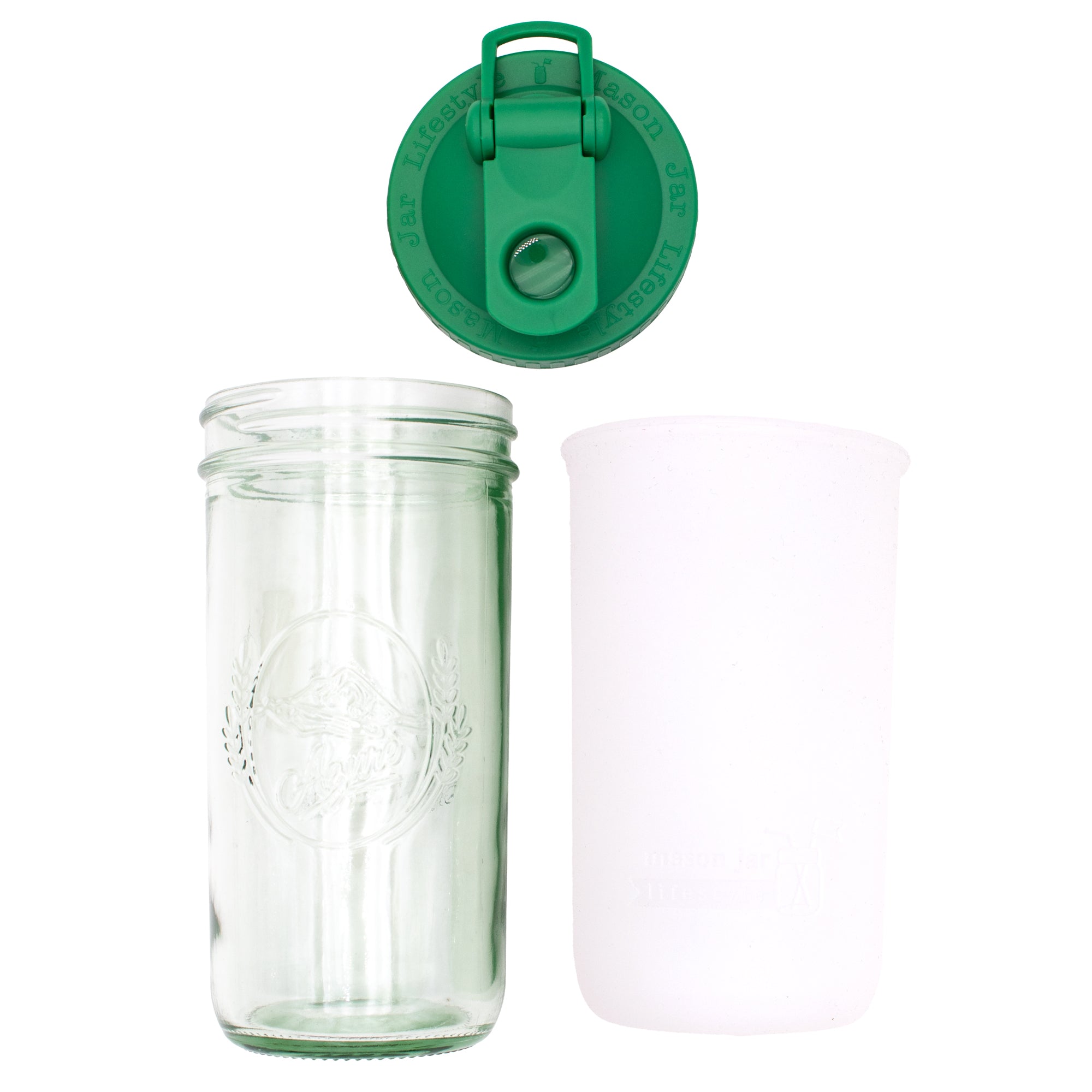 Mason Jar Lifestyle 24oz Pint & Half Sports Bottle with Silicone Sleeve & Carry Loop Lid