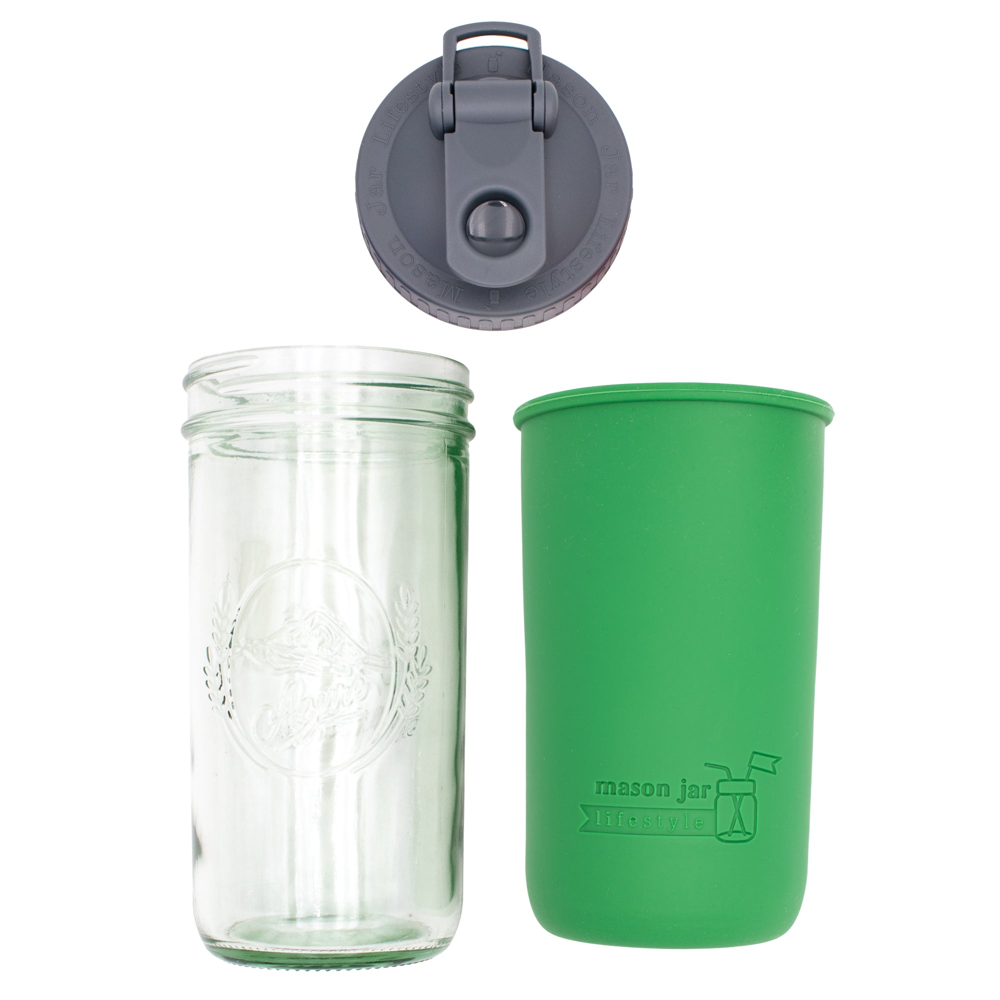 Mason Jar Lifestyle 24oz Pint & Half Sports Bottle with Silicone Sleeve & Carry Loop Lid