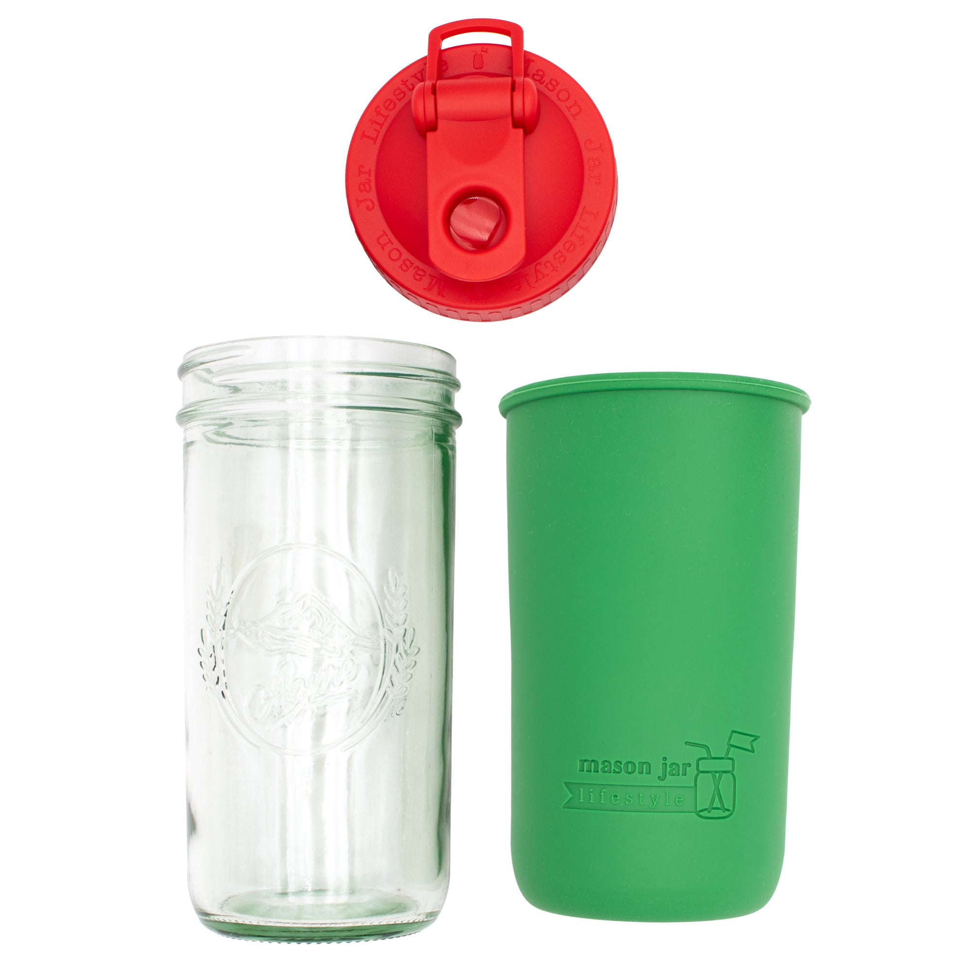 Mason Jar Lifestyle 24oz Pint & Half Sports Bottle with Silicone Sleeve & Carry Loop Lid