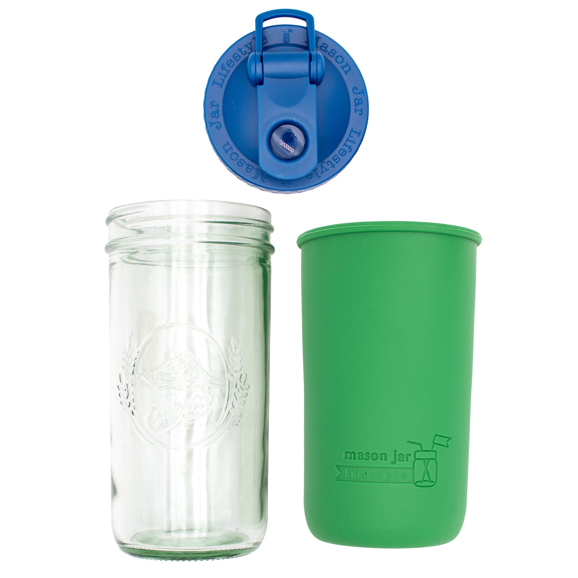 Mason Jar Lifestyle 24oz Pint & Half Sports Bottle with Silicone Sleeve & Carry Loop Lid