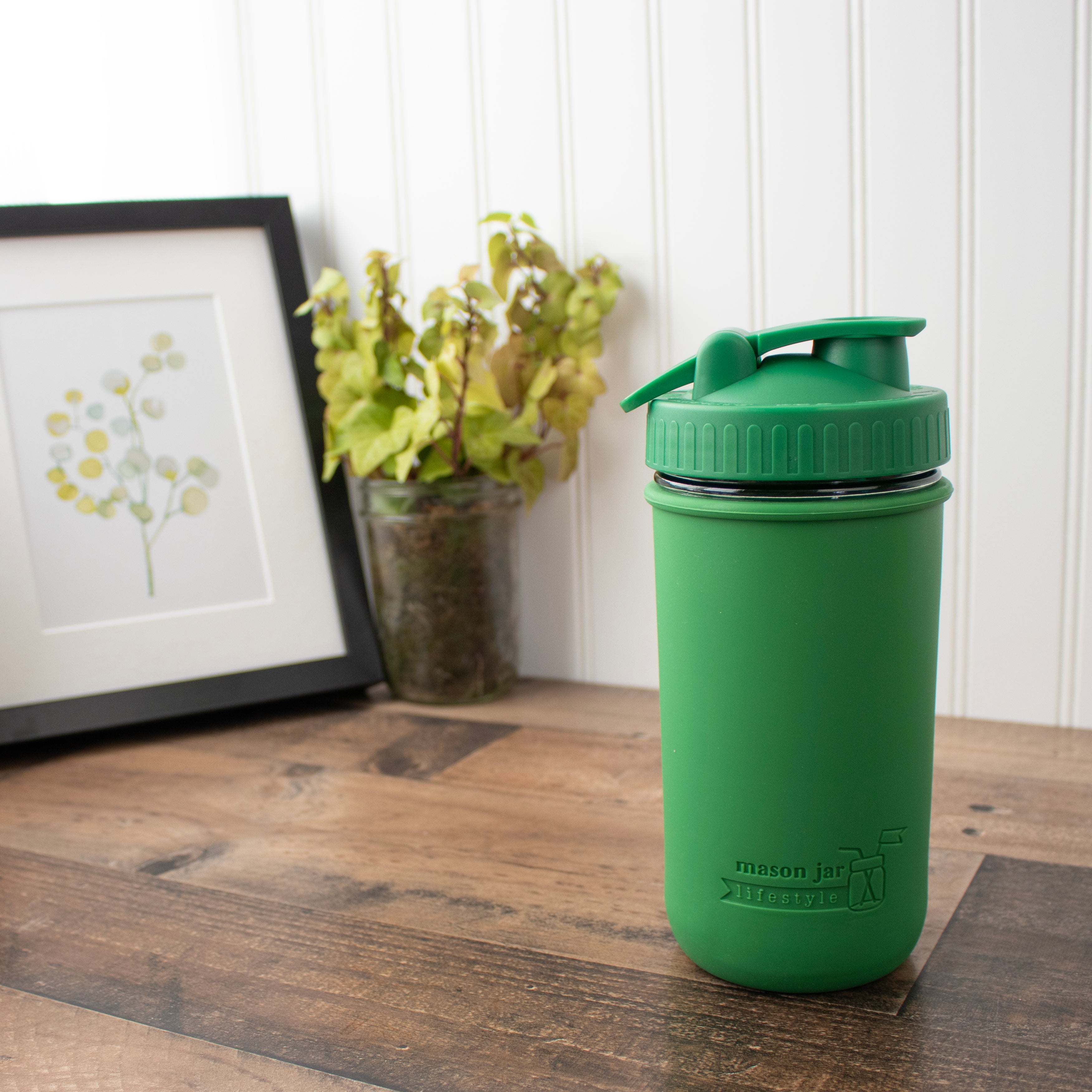 Mason Jar Lifestyle 24oz Pint & Half Sports Bottle with Silicone Sleeve & Carry Loop Lid