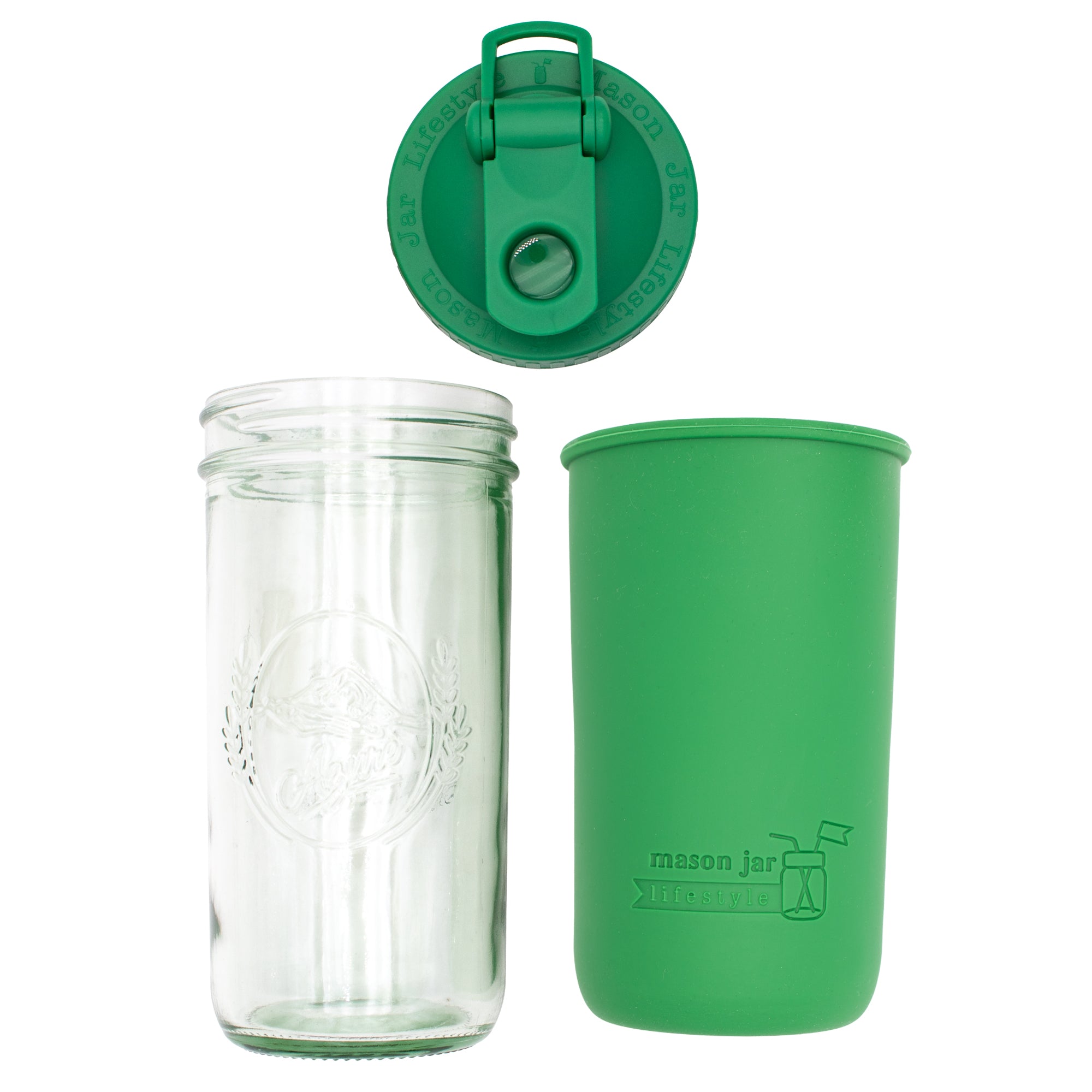 Mason Jar Lifestyle 24oz Pint & Half Sports Bottle with Silicone Sleeve & Carry Loop Lid