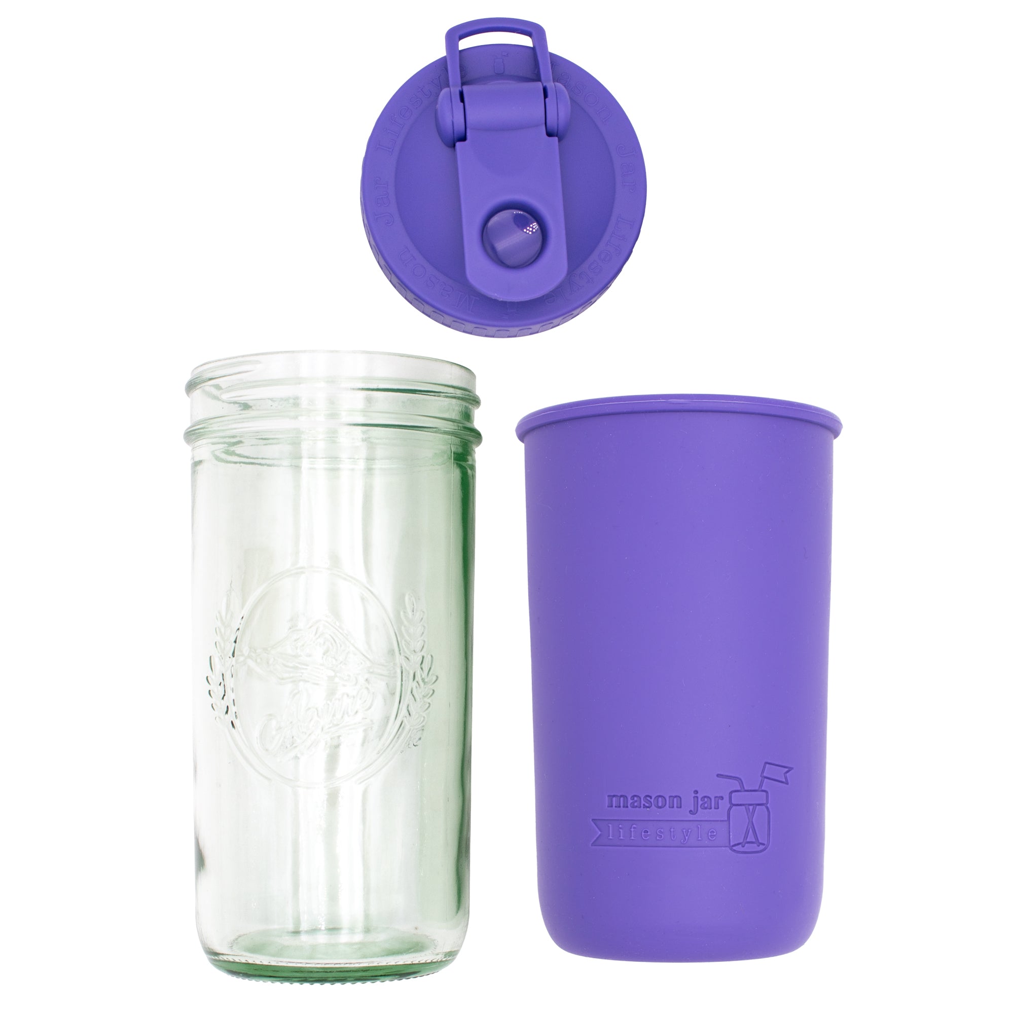 Mason Jar Lifestyle 24oz Pint & Half Sports Bottle with Silicone Sleeve & Carry Loop Lid