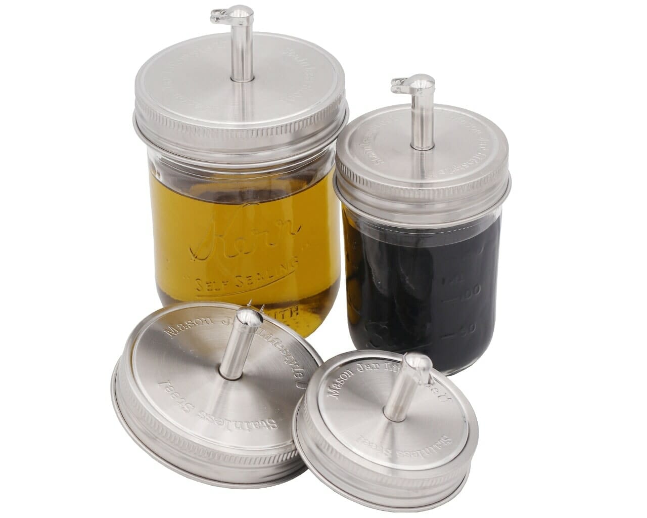Stainless Steel Pour Spout Oil Cruet Lids for Mason Jars 2 Pack · Mason Jar  Lifestyle