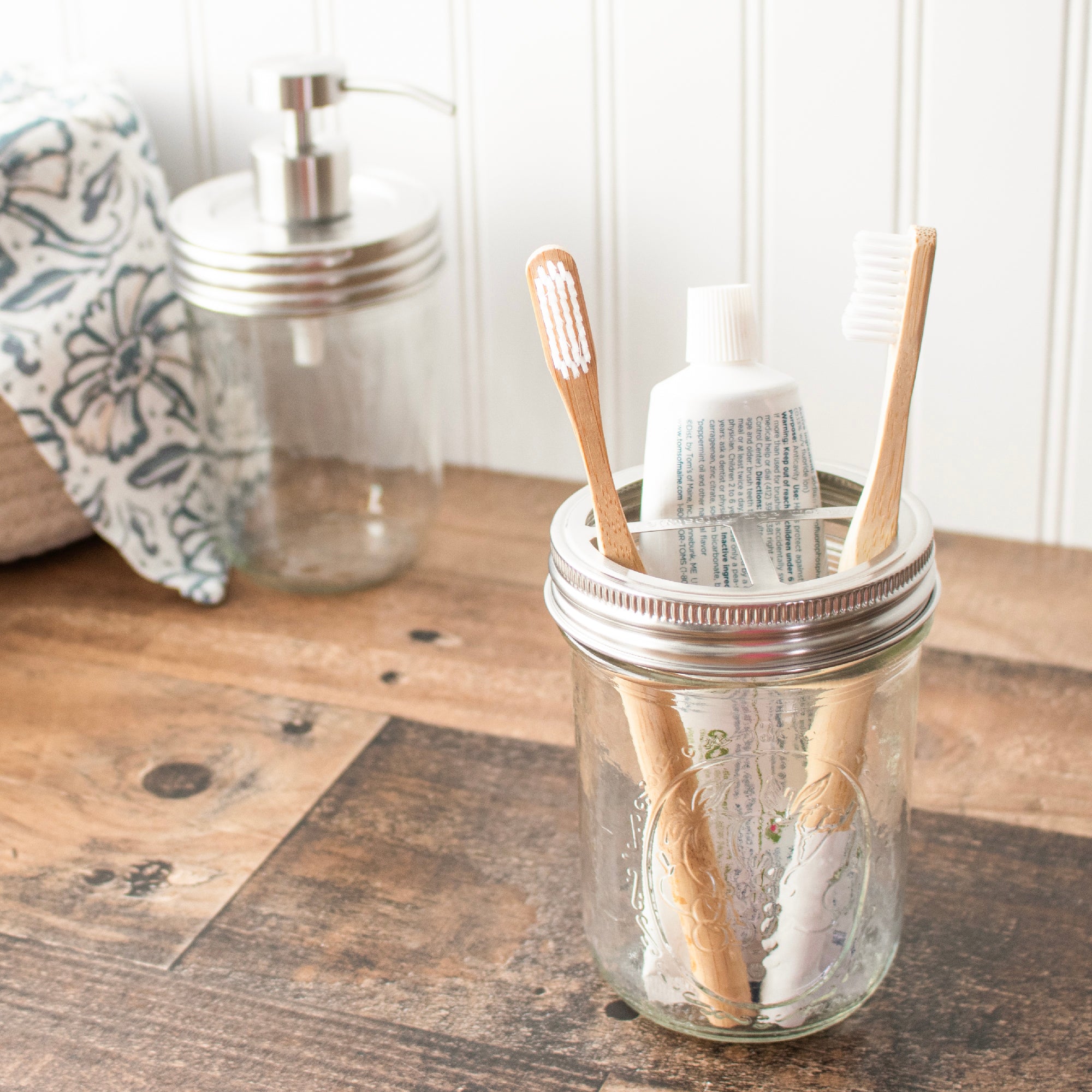 Toothbrush Holder Stainless Steel Lid for Mason Jars