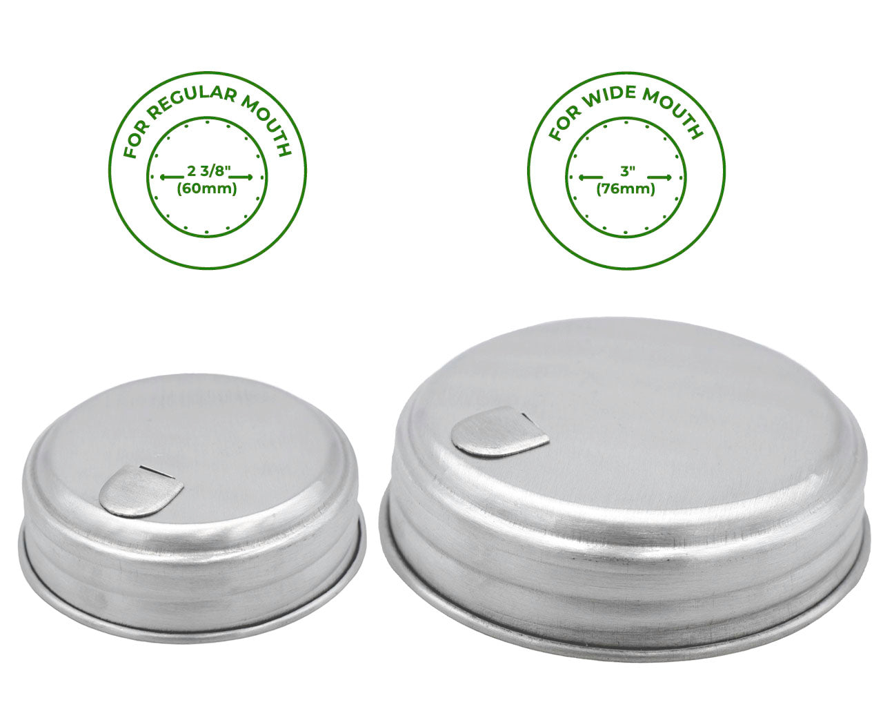 regular and wide mouth aluminum sugar dispensing lids