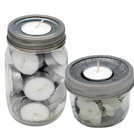 Galvanized Metal Tea Light Holder Insert for Mason Jars on Regular Mouth Pint and Wide Mouth Half Pint