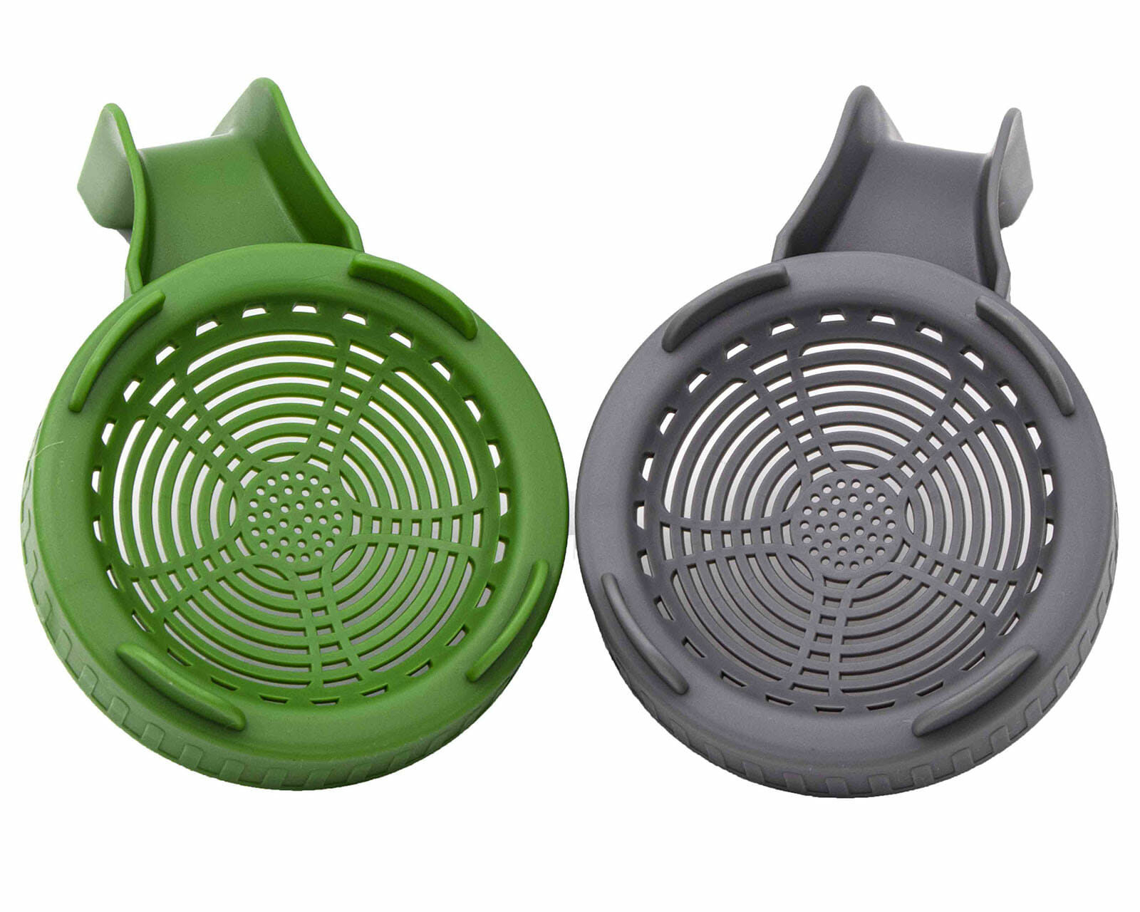 gray and green wide mouth plastic sprouting lids with handle