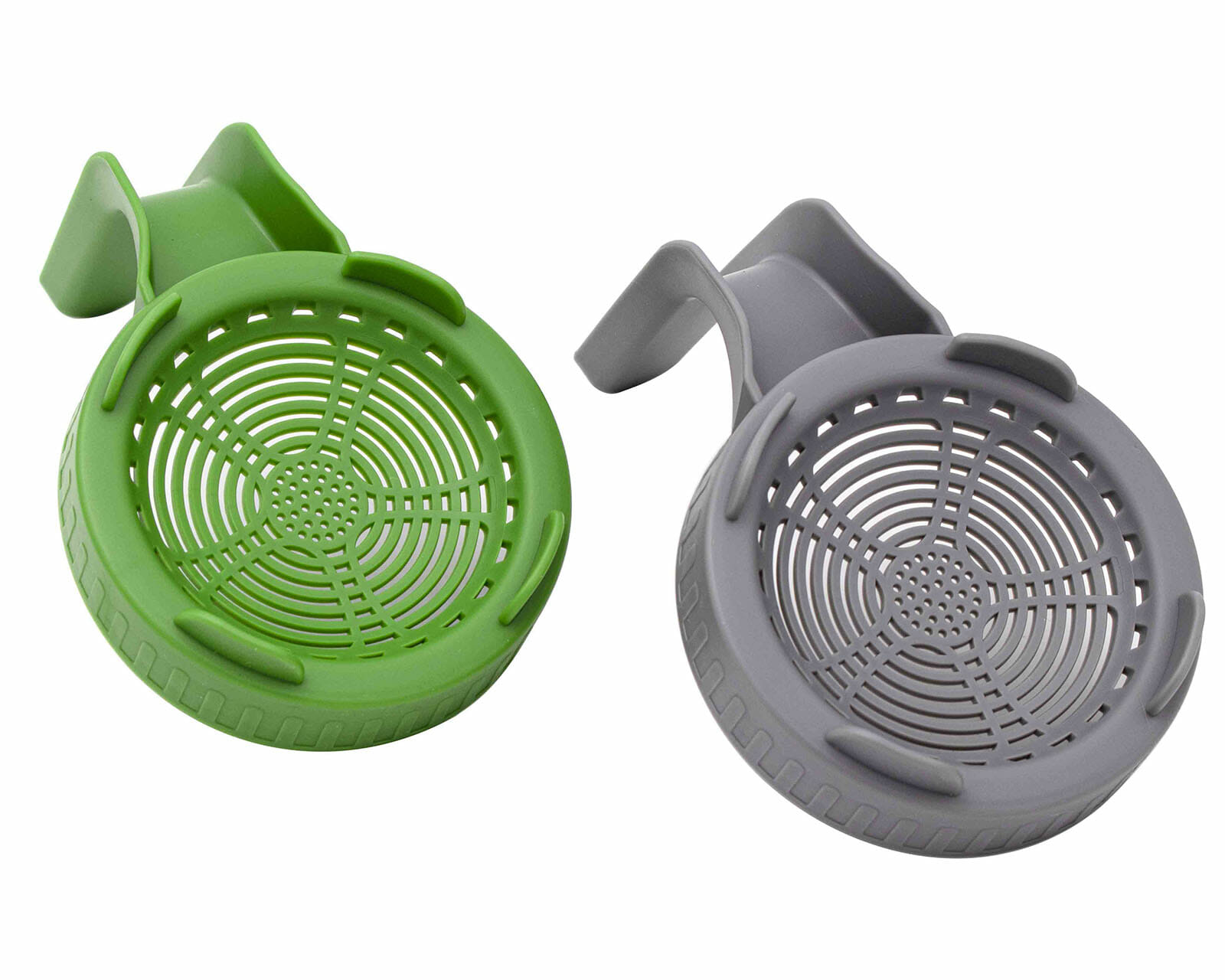 gray and green wide mouth plastic sprouting lids with handle