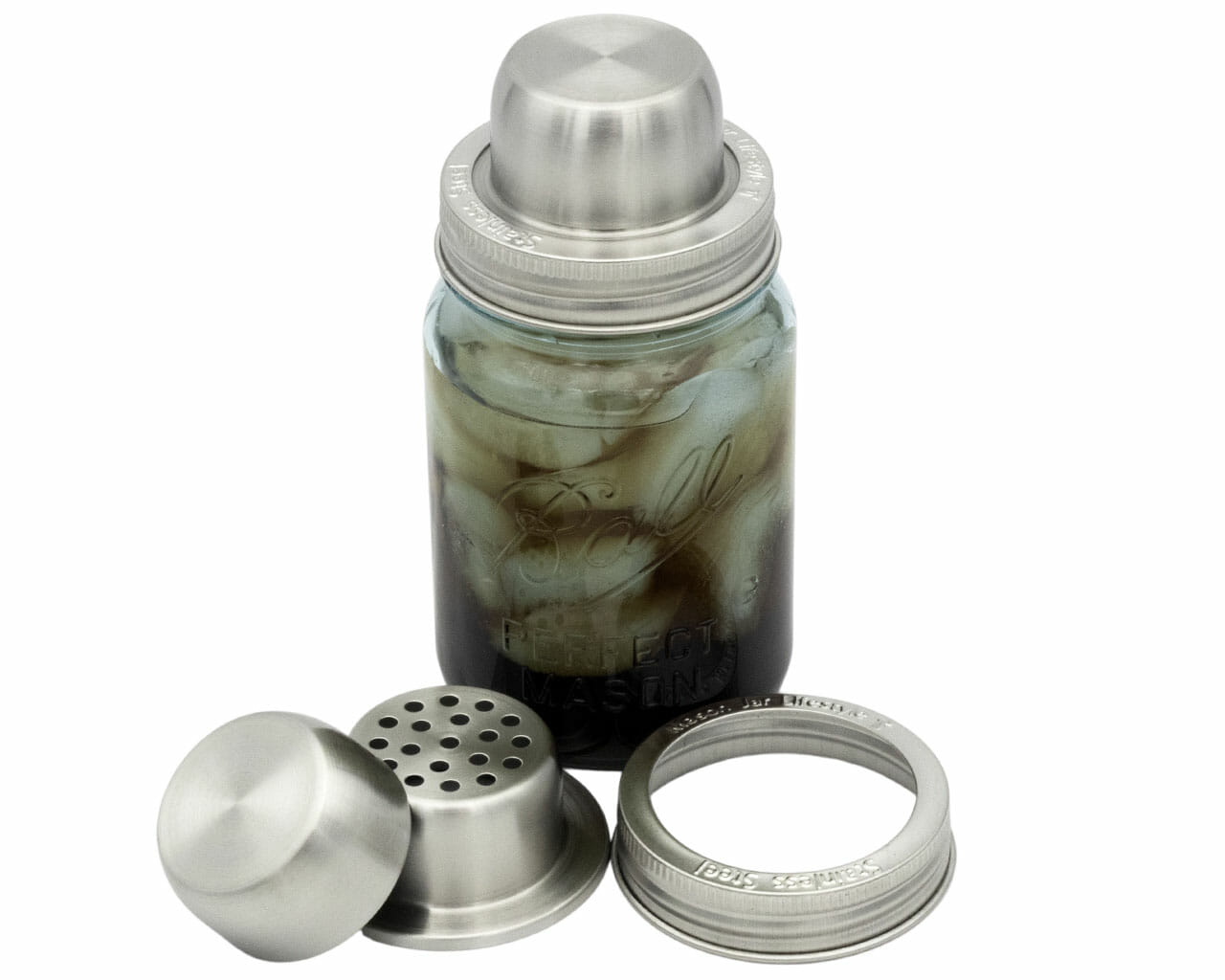Mason Shaker Cocktail Shaker Lid with Stainless Steel Band