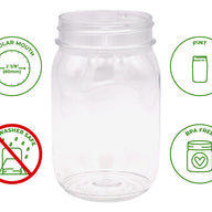 Tossware BPA-Free Plastic Stackable Regular Mouth Mason Jar