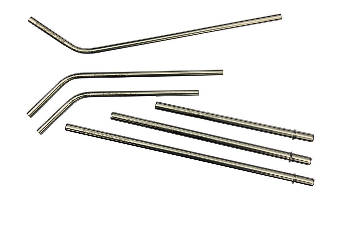 Assortment of bent and straight stainless steel reusable straws