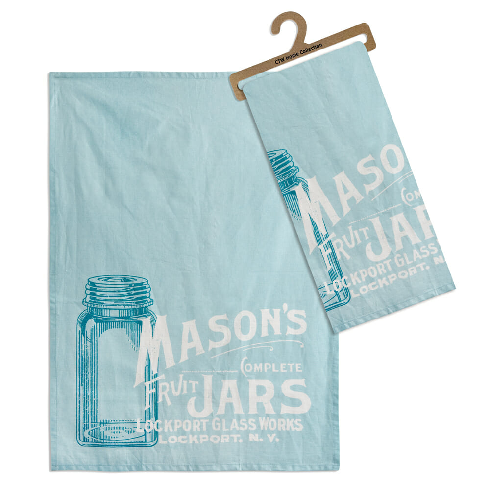 teal mason jar tea towel