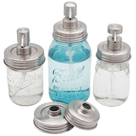 Threaded Brushed Stainless Steel/Matte Satin Soap Dispenser Lid for Wide and Regular Mouth Mason Jars Style #2 #4 #5