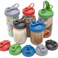 Pour and Store Lids with Carry Loop for regular and wide mouth Mason jars