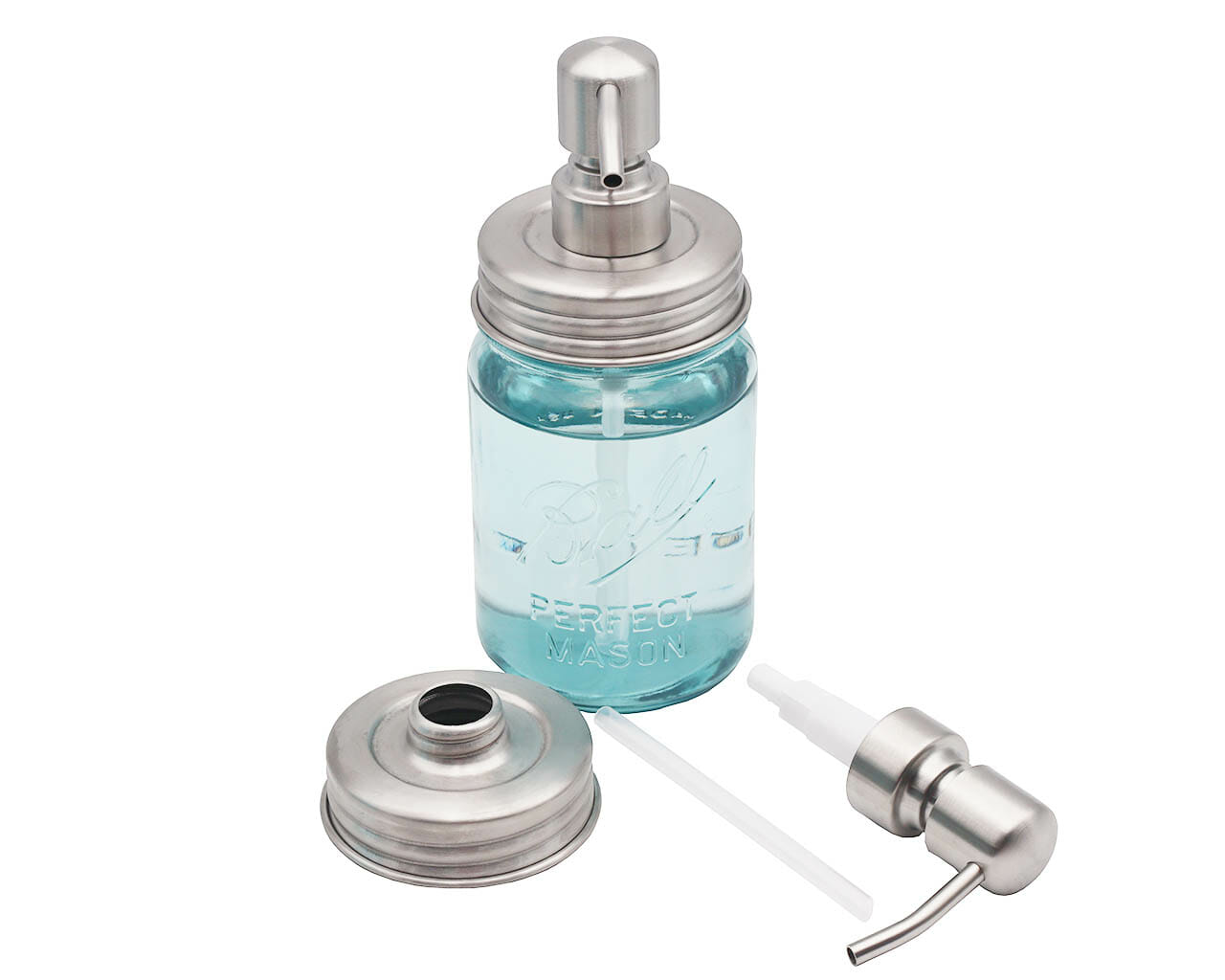 Satin / Brushed Finish Soap Pump Dispensers for Mason Jars