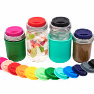 Silicone Drinking Lid with Stainless Steel Band for Mason Jars