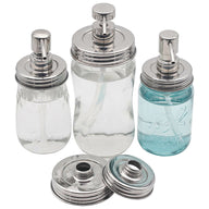 Threaded Mirror Chrome Soap Dispenser Lid for Wide and Regular Mouth Mason Jars