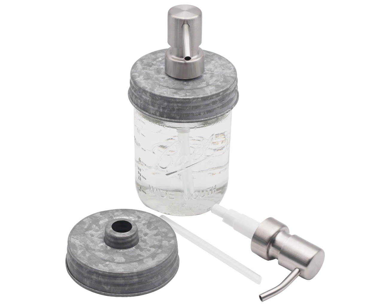 Satin / Brushed Finish Soap Pump Dispensers for Mason Jars