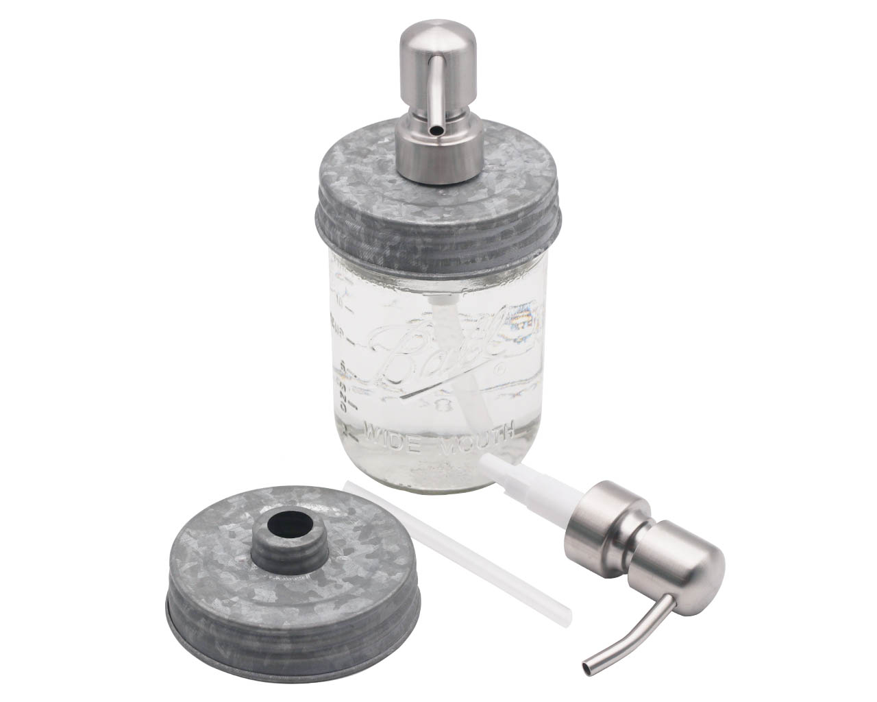 Satin / Brushed Finish Soap Pump Dispensers for Mason Jars