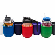 Silicone Sleeves for Regular Mouth 16oz Mason Jars in Frost Cherry Red Leaf Green Deep Blue Midnight Blue Ultra Violet and Charcoal Gray