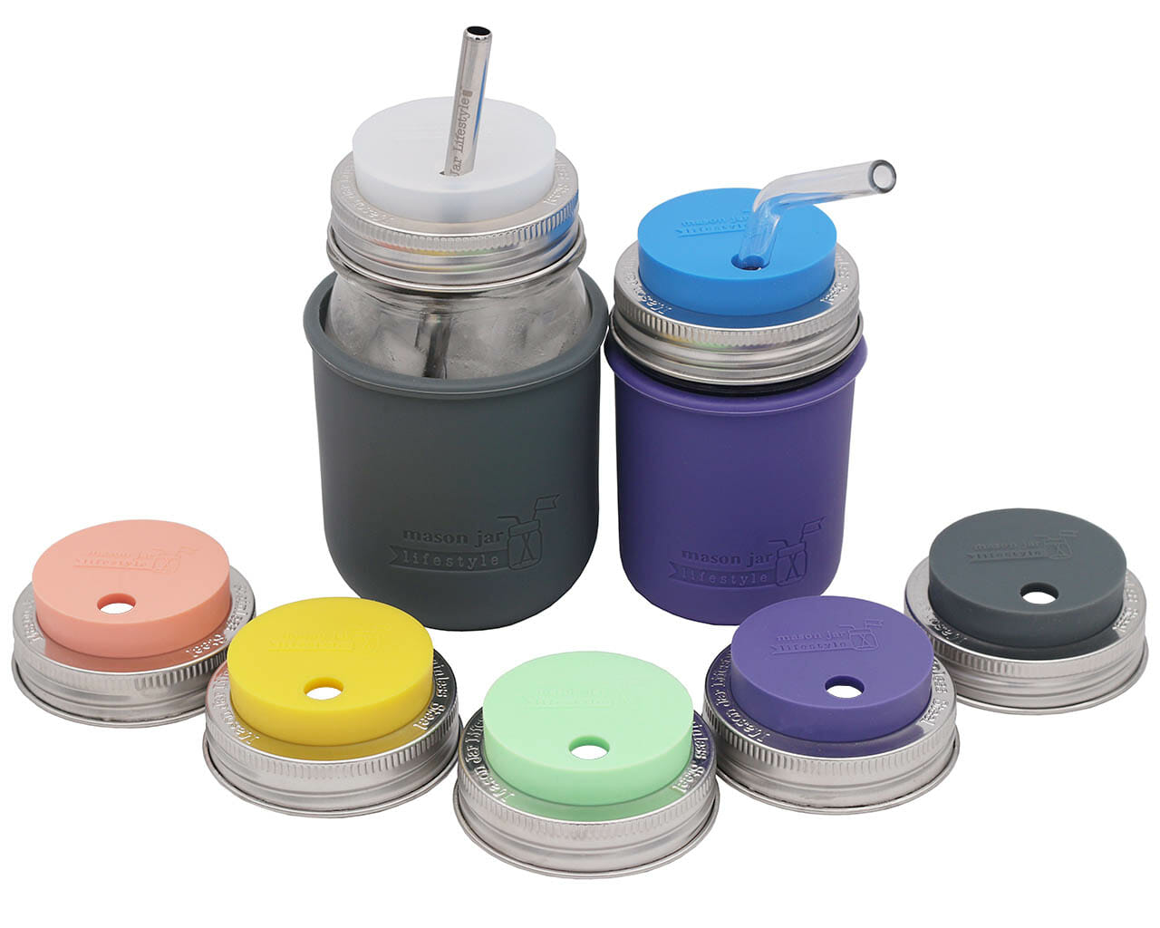 Silicone Fermentation and Straw Hole Tumbler Lids for Regular Mouth Mason Jars