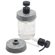 Threaded Matte Charcoal Black Soap Dispenser with Galvanized Lid for Wide Mouth Mason Jars Style #2