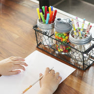 Black Painted Steel Chicken Wire Caddy for Three Pint Jars