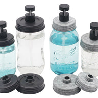 Threaded Matte Charcoal Black Soap Dispenser with Galvanized Lid for Wide and Regular Mouth Mason Jars Style #2