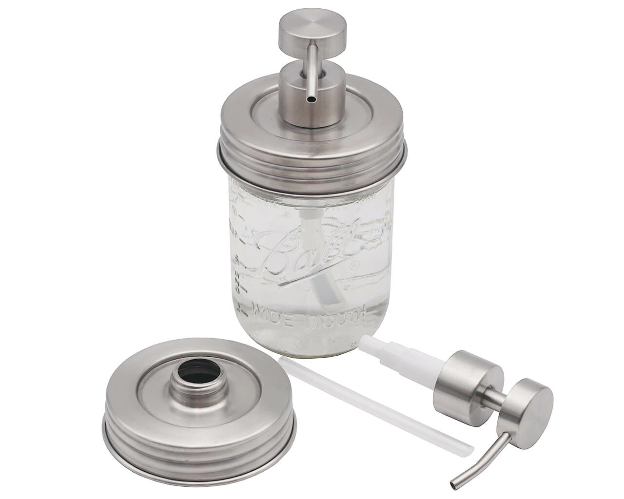 Satin / Brushed Finish Soap Pump Dispensers for Mason Jars