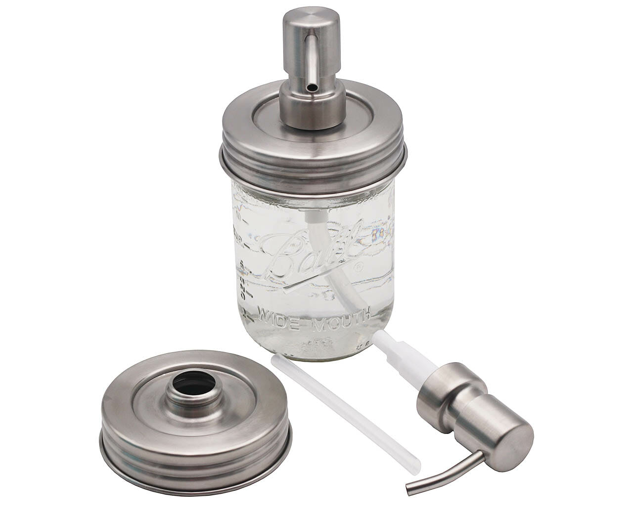 Satin / Brushed Finish Soap Pump Dispensers for Mason Jars