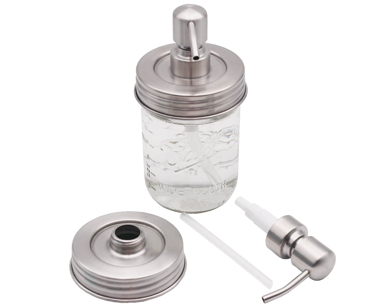 Satin / Brushed Finish Soap Pump Dispensers for Mason Jars