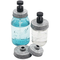 Threaded Matte Charcoal Black Soap Dispenser with Galvanized Lid for Wide and Regular Mouth Mason Jars Style #2