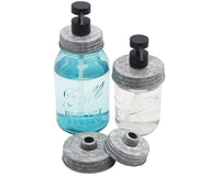 Threaded Matte Charcoal Black Soap Dispenser with Galvanized Lid for Wide and Regular Mouth Mason Jars Style #2