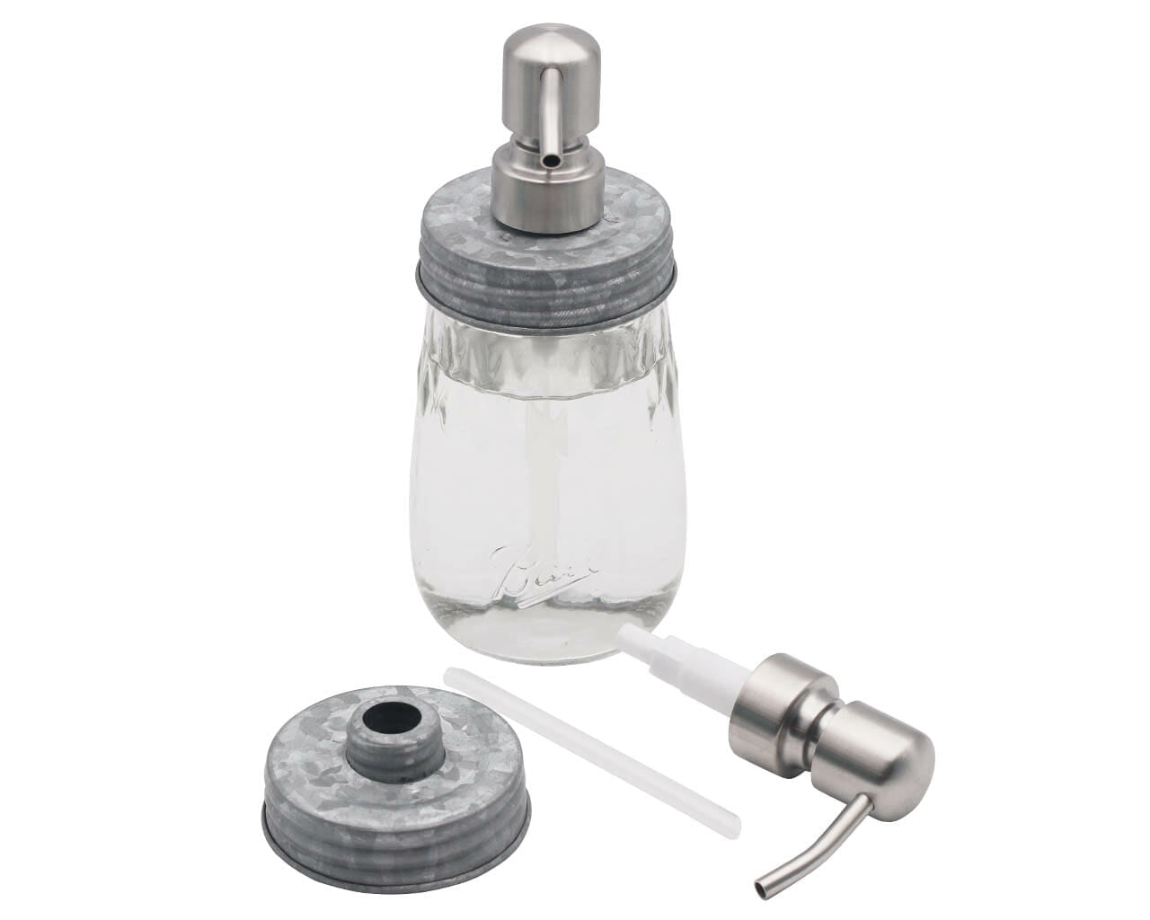 Satin / Brushed Finish Soap Pump Dispensers for Mason Jars